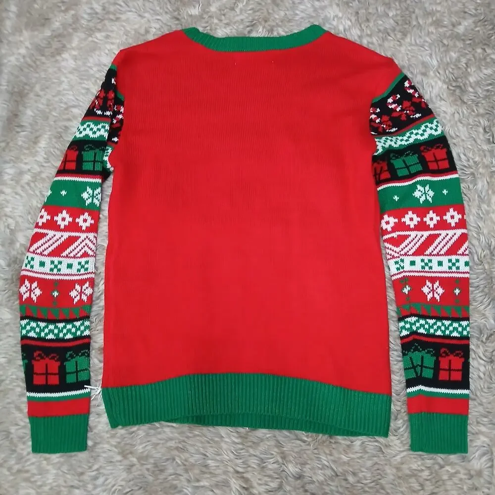 No‎ Boundaries Ugly Christmas Sweater Women’s M (8-10) Grumpy Cat Mugshot